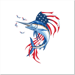 Fishing Patriotic Sailfish Posters and Art